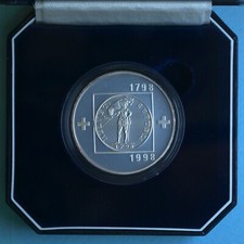 SVIZZERA 20 FRANCHI 1998 200 ANNI REPUBBLICA ELVETICA ARGENTO PROOF BOX + C.O.A.
