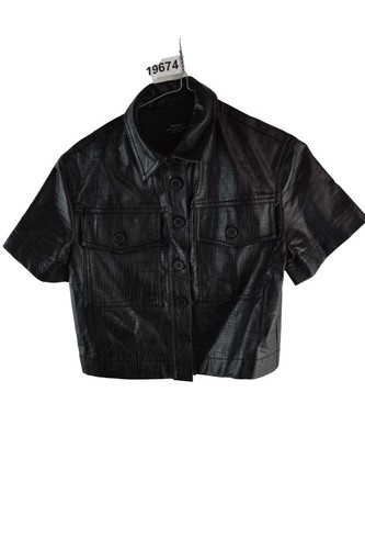 Giacca bershka nera ecopelle - giacca,