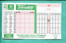 Schedina Totocalcio N.42 del