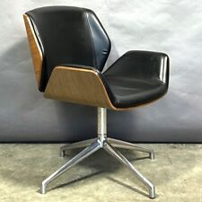 Sedia BOSS Design Kruze poltrona salotto in pelle nera impiallacciato legno