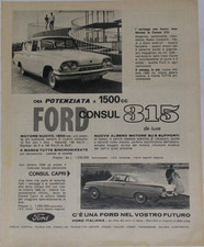 Advert Pubblicità 1963 FORD CONSUL 315 / CONSUL CAPRI