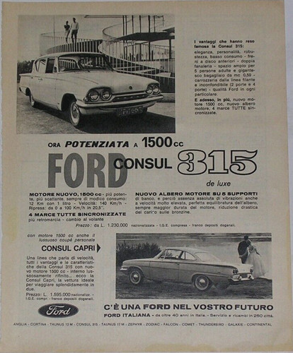 Advert pubblicità 1963 ford - pubblicità,