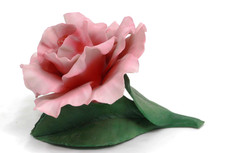 Decorazione tavolo porcellana ceramica artistica ROSA rosa fatto a mano CAPODIMONTE Italia