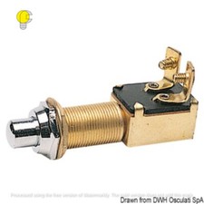 PULSANTE IN OTTONE CROMATO CON CONTATTI ARGENTATI