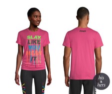 T-shirt unisex Zumba Slay Like You Mean It ~ rosa XS/S & M/L ~ spedizione gratuita