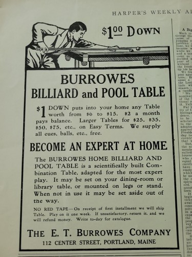 1910 burrowes biliardo e - 1910,