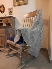 Plaid per divano in filato di cotone e filo argento fatto a mano