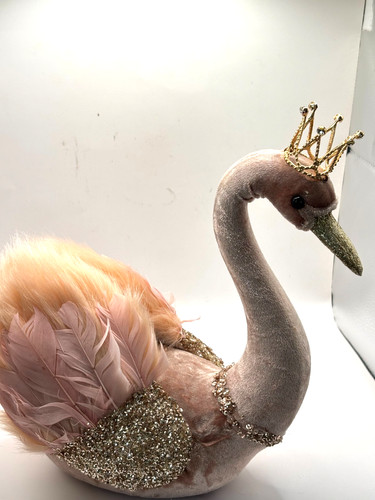 Pink velvet glitter swan - pink,