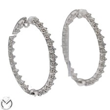 Orecchini oro bianco 18 kt 750 cerchi zirconi -838/ST-