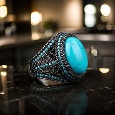 Anello uomo turchese argento