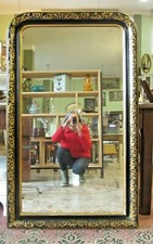 SPECCHIO SPECCHIERA CAMNINIERA ANTICA ORO E NERO FRANCESE ELEGANTE INCISO