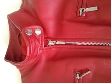 GIUBBOTTO (MOTO?)GIACCA PELLE ROSSA DONNA/UOMO-FODERATO-40-VINTAGE -PESANTE