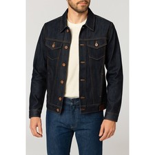 Giacca camionista Raleigh Denim Workshop nuova con etichette grezza Selvedge made in USA punto catena S