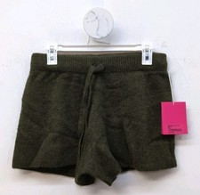 The Elder Statesman 100% Cashmere Pesante Lounge Donna Maglia Corta S Nuovo Oliva