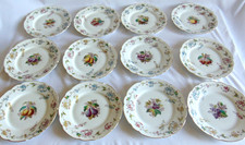 ANCIENNES 12 ASSIETTES A DESSERT PORCELAINE DE PARIS DECOR FLEURS ET FRUITS