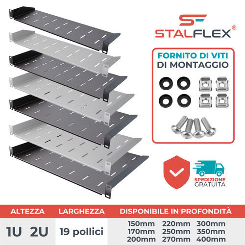 Mensola rack fissa 1u 2u - rack, 19"