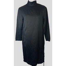 Abito Sergio D'andrea Shift Maglione Jersey Taglia 10 Nero Collo Alto Metallo Cravatta Lato