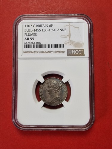 1707 regina anna - anna, sixpence