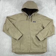 Giacca Patagonia uomo grande marrone cotone biologico tela sherpa foderata con cappuccio completa