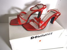 Scarpe sandali donna 37 1/2 vero cuoio Dominici rosse capretto made in Italy