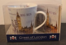Set souvenir tazza disegnata Crest of London dall'Inghilterra nuova con scatola!!