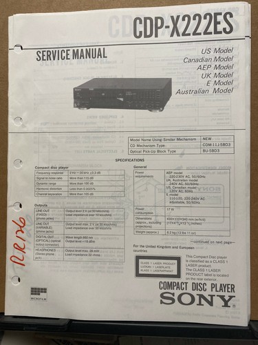 Sony manuale servizio per - manuale,