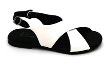 Lilimill 6952 sandalo pelle panna cinturino nero suola gomma U