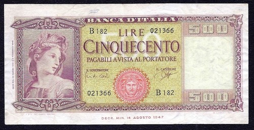 Italy 500 lire 1961 80b - italy, avf