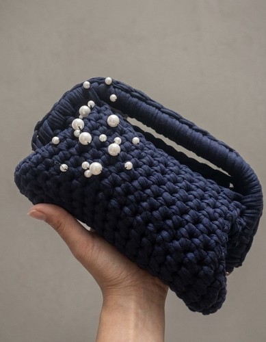 Borsa uncinetto elegante blu - uncinetto,
