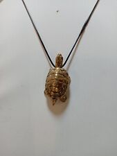 Ciondolo Tartaruga Portafortuna In Ottone Nepalese Con Laccio Cotone Cerato...