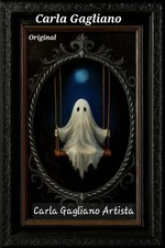 Quadro Un Fantasma Di Halloween, Boo Al Chiaro Di Luna, Olio Su Tela 30x40