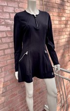 Versace Couture Abito Vintage Anni 80 Nero Manica Lunga Cerniera Medusa Testa...