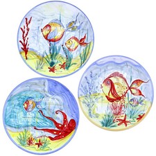 Piatto fondo Ornamentale in pregiata ceramica, Ø 35 / 37 cm ca. (1Unità) con tre