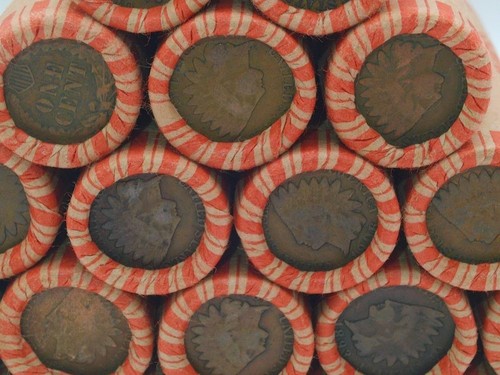 Unsearched wheat penny roll - roll, w/