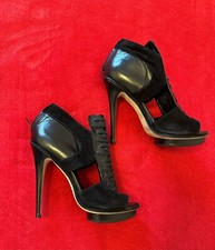 Stivaletti aperti davanti, in pelle nera, Neil Barrett, tg 39