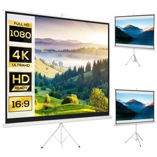 HOMCOM Telo Proiettore con Treppiede per Casa e Ufficio 84/100/120" Bianco