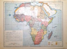Carta geografica antica AFRICA COLONIALE ante 1° GUERRA MOND. 1910 Antique map