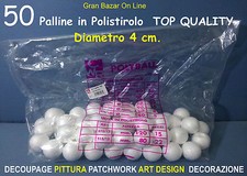 PALLINE SFERE POLISTIROLO 50 Pz 4 cm diam DECOUPAGE PITTURA DECORAZIONE