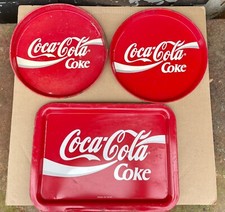 Lotto Di 3 VASSOI  Vintage COCA COLA  In Latta