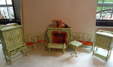 Galletti Cicogna Mobili casa bambole SOGGIORNO CON CAMINO 10 PZ- 1965  (MAG)