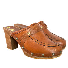 Zoccoli pelle marrone vintage