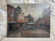 Quadro -Mercato Di Paese- Antonio Migliardi dipinto a olio