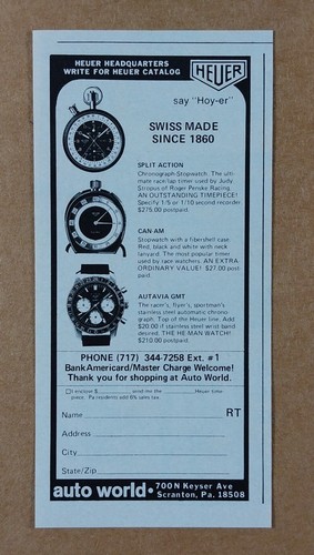 Pubblicità heuer autavia - autavia, gmt