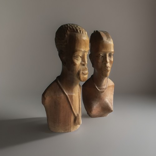 Coppia busto statue legno - coppia,