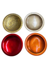 CENTRO TAVOLA CIOTOLA CERAMICA FOGLIA ORO ARANCIONE ROSSO DIAMETRO cm 26 H 5