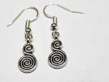 ORECCHINI PENDENTI IN ACCIAO SIMBOLO INFINITO SPIRALE COLOR ARGENTO