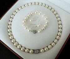 Parure collana bracciale orecchini perle di conchiglia Akoya GARANZIA 8 mm NUOVA