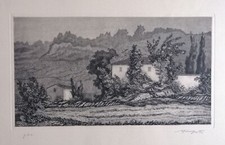 VAIRO MONGATTI - "Paesaggio" acquaforte originale firmata e numerata p.d.a.