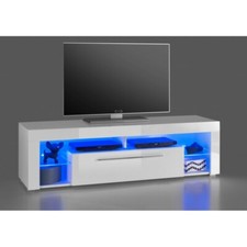 Mobile TV con illuminazione a LED, fronte in bianco lucido GABRIEL
