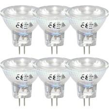 6 lampadine LED vetro riflettore MR11 2W = 20W GU4 150lm bianco caldo 3000K
